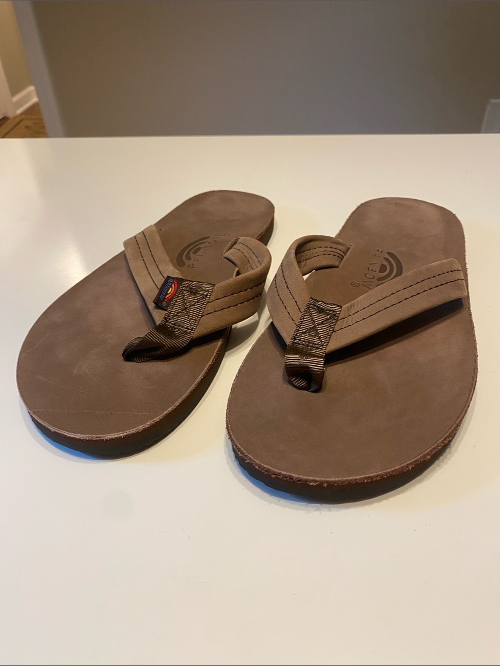 NEW Rainbow Brown Sierra Sandals Nubuck Leather Thong Sandals